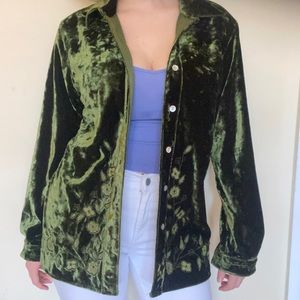 Soft Velvet Cardigan Shiny Green